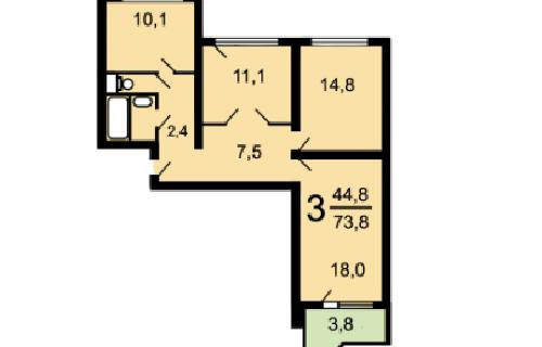 3-комнатная квартира в г. Балашиха