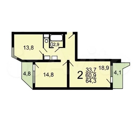 2-комнатная квартира в г. Балашиха