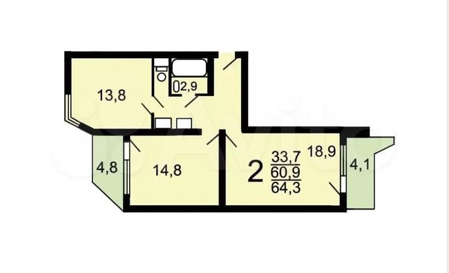 2-комнатная квартира в г. Балашиха